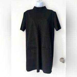 Zara Black Short Sleeve Mock Neck Shift Dress